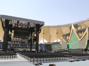 General view inside the stadium ahead of The WWE Crown Jewel event in Riyadh, Saudi Arabia.
