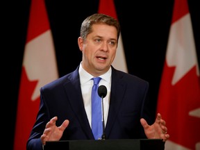 Conservative leader Andrew Scheer speaks at a news conference the day after he lost the federal election to Justin Trudeau in Regina, Saskatchewan, Canada October 22, 2019.