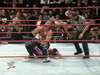 Shawn Michaels beats Bret Hart during the infamous Montreal Screwjob.