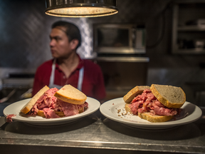 Yitz's Deli sandwiches await customers at the soon to be closed location on Eglinton at Avenue Road in Toronto.