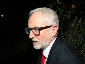 Britain's opposition Labour Party leader Jeremy Corbyn arrives at his home following Britain's general election in London, Britain, December 13, 2019.