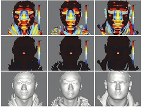 In an undated image provided by BMC Bioinformatics, images from a study in 2013 on 3D human facial construction.