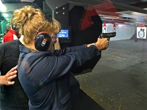 Alison de Groot, managing director of the Canadian Sporting Arms and Ammunition Association, seen at a gun range on Aug. 24, 2019.