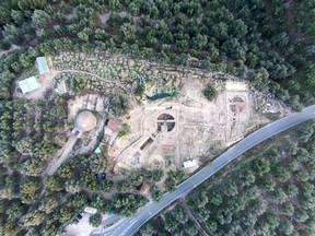 Aerial image of the excavated site.