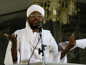 Sudanese hardline Islamist cleric Mohamed Ali Jazuli gives a sermon at a mosque in the capital Khartoum during Friday prayers, on November 29, 2019.