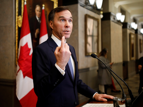 Federal Finance Minister Bill Morneau delivers a fiscal update in Ottawa, Dec. 16, 2019.