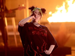 Billie Eilish performs onstage during the 2019 American Music Awards at Microsoft Theater on November 24, 2019 in Los Angeles.