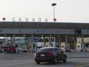 Canadian customs on the Peace Bridge, which spans the Niagara River and connects Buffalo, New York and Fort Erie, Ontario.