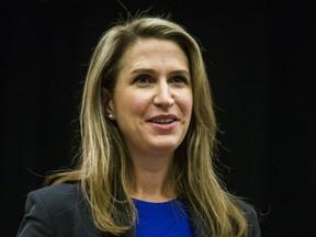 Attorney General ofÊOntario, Caroline Mulroney, addresses media after the federal government made a funding announcement to the Province of Ontario under the Initiative to Take Action Against Gun and Gang Violence held at York Region District School Board in Aurora, Ont. on Tuesday March 12, 2019.