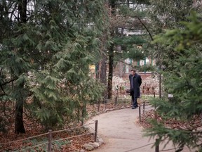 A visitor walks in the Apothecary Garden, also known as the Botanic Garden of Moscow State University, in Moscow, Russia December 18, 2019.