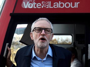 British Labour Leader Jeremy Corbyn leaves a rally in Bristol, England, on Dec. 9, 2019. The U.K. goes to the polls on Dec. 12 for the third general election in less than five years.