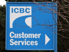 Signage for ICBC (Insurance Corporation of British Columbia) is shown in Victoria, B.C., on February 6, 2018.