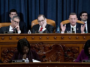 Representative Doug Collins, a Republican from Georgia and ranking member of the House Judiciary Committee, second right, speaks as chairman Representative Jerry Nadler, a Democrat from New York, second left, listens during a hearing in Washington, D.C., U.S., on Thursday, Dec. 12, 2019.