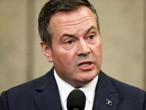 Alberta Premier Jason Kenney holds a news conference after meeting with Prime Minister Justin Trudeau on Parliament Hill in Ottawa, Dec. 10, 2019.