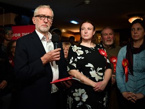 British Labour Party Leader Jeremy Corbyn campaigns in Bolton, England, on Dec. 10, 2019.