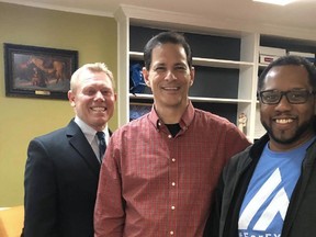 Three pastors at Mount Ararat Church in Virginia — Rev. Jerry Williams, left, Rev. Brian Bennett and Rev. Andrew Segre — paid meal debts for two school systems and now ask others to do the same.