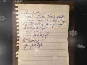 Hillary Smith expected to find her package, delivered from Amazon on her doorstep. Instead she found this note.