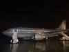 Prime Minister Justin Trudeau’s plane sits on the tarmac in Ottawa on Oct. 29, 2016. Trudeau had to return to Ottawa shortly after taking off for Belgium due to mechanical problems.