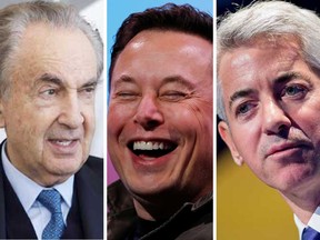 Onex’s Gerry Schwartz, right to left, Tesla’s Elon Musk and Pershing’s Bill Ackman all proved the naysayers wrong this year.