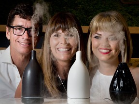 Saje co-founder and CEO Kate Ross LeBlanc, centre, Jean-Pierre LeBlanc, co-founder and Chief Wellness Officer and their daughter Kiara LeBlanc, Creative Director.