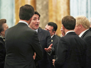 Prime Minister Justin Trudeau chats with British Prime Minister Boris Johnson and Princess Anne during a reception at Buckingham Palace on Dec. 3, 2019. In footage of the conversation, he appears to be mocking U.S. President Donald Trump.