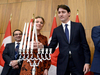 Prime Minister Justin Trudeau and his wife Sophie Gregoire light the menorah on Dec. 5, 2018 in Ottawa. Last week, Trudeau said, "Canada will always defend Israel's right to live in security."