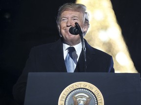 U.S. President Donald Trump presides at the 97th Annual National Christmas Tree Lighting ceremony in Washington, D.C., on Dec. 5, 2019.