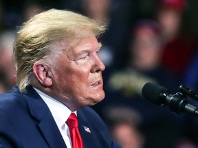 U.S. President Donald Trump speaks at a campaign rally in Battle Creek, Michigan, U.S., December 18, 2019.