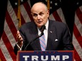 Rudy Giuliani delivers remarks before Donald Trump rallies with supporters in Council Bluffs, Iowa, U.S., September 28, 2016.