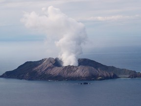 An aerial view of the Whakaari, also known as White Island volcano, in New Zealand, December 12, 2019.