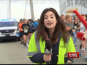 Alex Bozarjian was left stunned after a male runner smacked her behind in the middle of her live coverage of a marathon, Saturday morning.