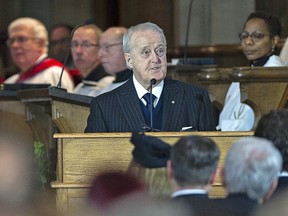 Former prime minister Brian Mulroney delivers the eulogy at the state funeral for John Crosbie at the Anglican Cathedral of St. John the Baptist in St. John’s on Thursday, January 16, 2020.