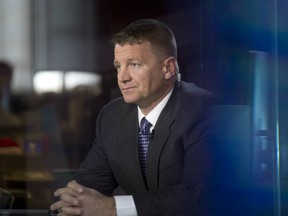 Erik Prince, chairman and executive director of DVN Holdings Ltd. and founder of Xe Services LLC, the U.S. security company once known as Blackwater Worldwide, listens during a Bloomberg Television interview in Washington, D.C., U.S., on Friday, Jan. 31, 2014.