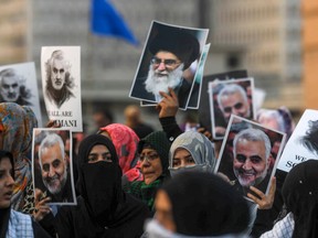 Shiite Muslims march to protest against the US strike that killed Iranian commander Qasem Soleimani in Iraq, during a demonstration in Karachi on January 5, 2020.