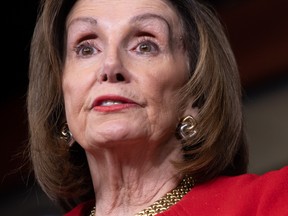 In this file photo taken on December 19, 2019 Speaker of the House Nancy Pelosi holds a press conference on Capitol Hill in Washington, DC.