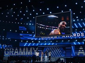 Alicia Keys and Boyz II Men sing in memory of late NBA legend Kobe Bryant during the 62nd Annual Grammy Awards on January 26, 2020, in Los Angeles.