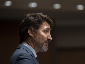 Prime Minister Justin Trudeau speaks to members of caucus on Parliament Hill in Ottawa, Thursday, January 23, 2020.