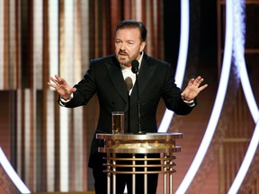 Gervais, known for his no-holds-barred style of comedy, joked about Hollywood's lack of diversity, film producer Harvey Weinstein, who has been accused by more than 80 women of sexual misconduct, and the suicide of financier and sex offender Jeffrey Epstein.