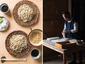 Chilled soba noodles with walnut dipping sauce