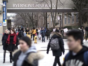 A general view of the Ryerson University campus in Toronto, is seen on January 17, 2019. A scandal-plagued student union at Ryerson University is no longer being recognized as the official form of student government, the school said Friday. The decision stemmed from both the union's failure to properly respond to allegations of financial mismanagement dating back one year as well as more recent, unspecified "internal conflict," the Toronto-based university said.