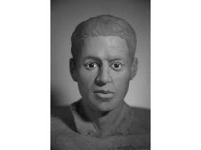 Faces of 15 Canadian unidentified human remains were reconstructed by students as part of a forensic sculpture workshop which included the man located in Chilliwack, as shown in this image provided by th eRCMP. RCMP are seeking the public's assistance to identify the remains of a person found 47 years ago.