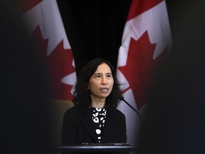 Chief Public Health Officer of Canada Dr. Theresa Tam speaks at a press conference following the announcement by the Government of Ontario of the first presumptive confirmed case of a novel coronavirus in Canada, in Ottawa on January 26, 2020.