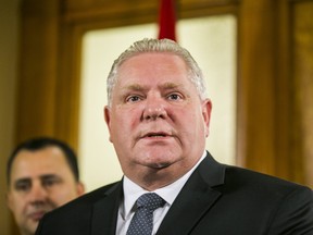 Ontario Premier Doug Ford addresses media outside of his office at Queen's Park in Toronto, Ont. in Toronto, Ont. on Thursday January 16, 2020.