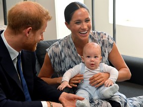 Prince Harry, Duke of Sussex, Meghan, Duchess of Sussex and their son Archie Mountbatten-Windsor during their royal tour of South Africa on Sept. 25, 2019 in Cape Town, South Africa.