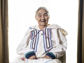 99-year-old Inuk Elder Qapik Attagutsiak, who participated in salvage efforts by picking up bones and carcasses that could be made into ingredients for munitions, aircraft glue and fertilizer during the Second World War, is shown in Ottawa, Friday, Jan. 24, 2020. Attagutsiak is being recognized by the government as part of the Hometown Heroes initiative that celebrates people who contributed to Canada's war efforts during the World Wars.