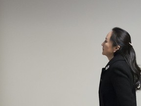 Meng Wanzhou, chief financial officer of Huawei, arrives for her hearing at B.C. Supreme Court in Vancouver, Monday, January 20, 2020.