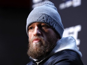 Welterweight fighter Conor McGregor listens to a question during the UFC 246 Ultimate Media Day on Jan. 16, 2020 in Las Vegas, Nevada.