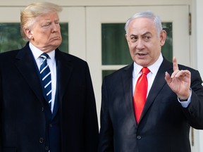 U.S. President Donald Trump and Israeli Prime Minister Benjamin Netanyahu speak to reporters prior to meetings at the White House, Jan. 27, 2020.