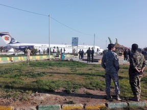 An Iranian passenger plane is seen after sliding off the runway upon landing at Mahshahr airport, Iran January 27, 2020.