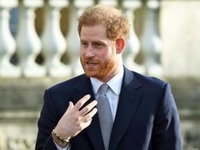 Prince Harry, the Patron of the Rugby Football League, hosts the Rugby League World Cup 2021 draws at Buckingham Palace on Jan. 16, 2020.